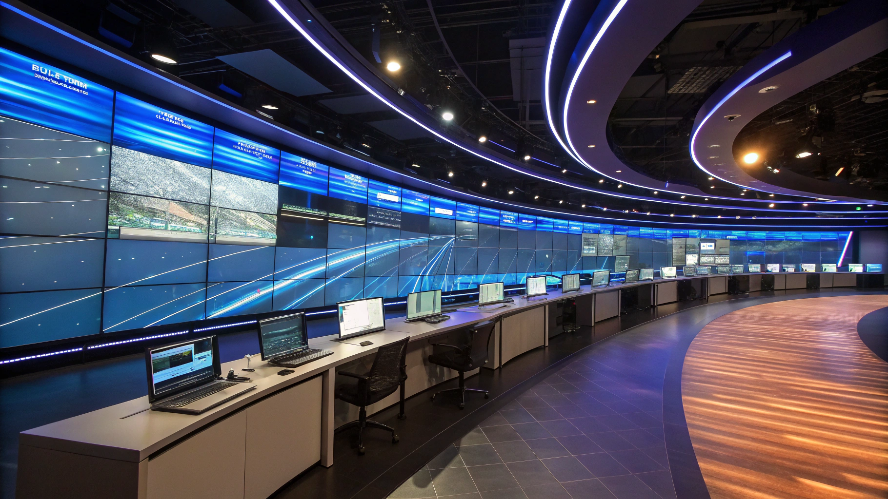 Multiple synchronized live streaming camera feeds and broadcast monitors in a cloud video control center